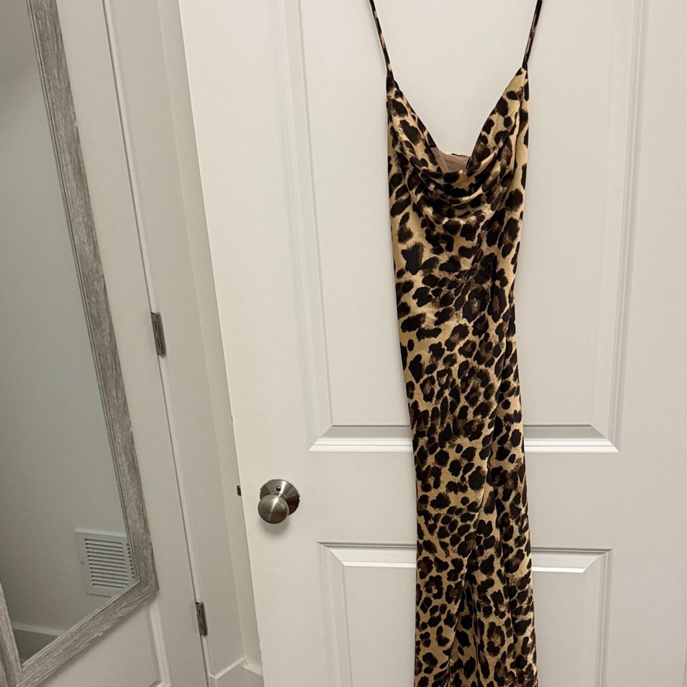 Astr Tan Leopard Print Dress